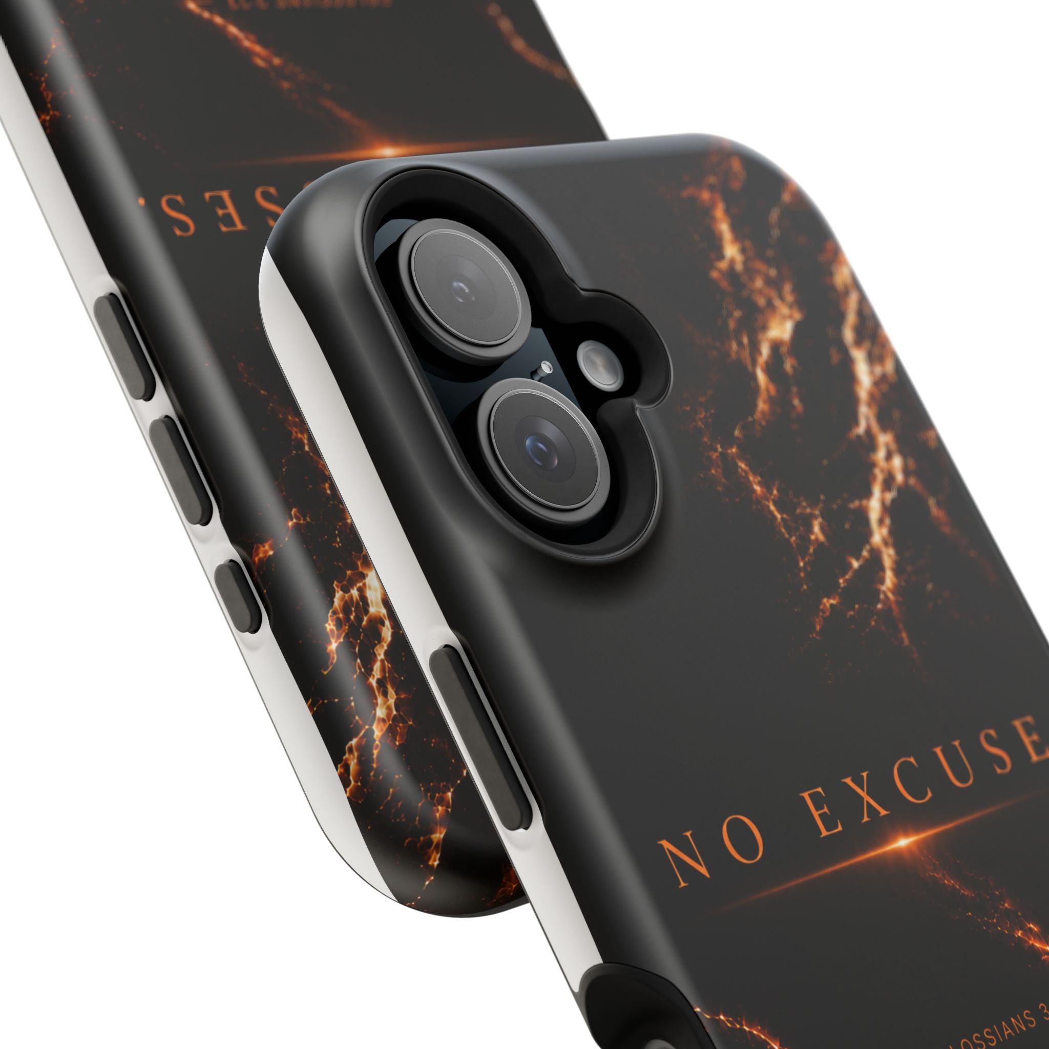Phone Case for iPhone 17 / 16 / 15 / 14 Pro Max – Discipline | Black Marble Orange | MagSafe Compatible