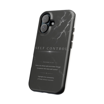 Phone Case for iPhone 17 / 16 / 15 / 14 Pro Max – Discipline | Black Marble Monochrome | MagSafe Compatible