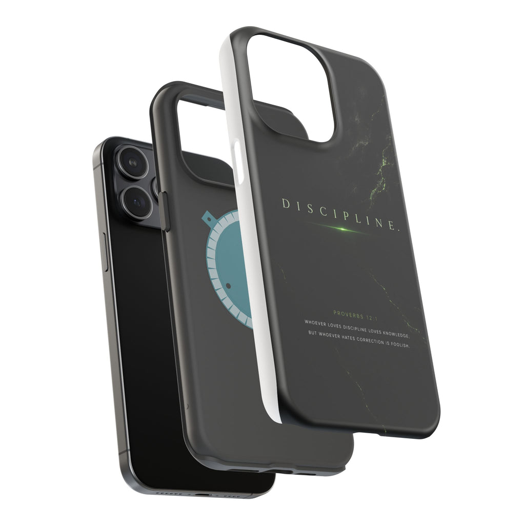 Phone Case for iPhone 17 / 16 / 15 / 14 Pro Max – Discipline | Black Marble Emerald Green | MagSafe Compatible