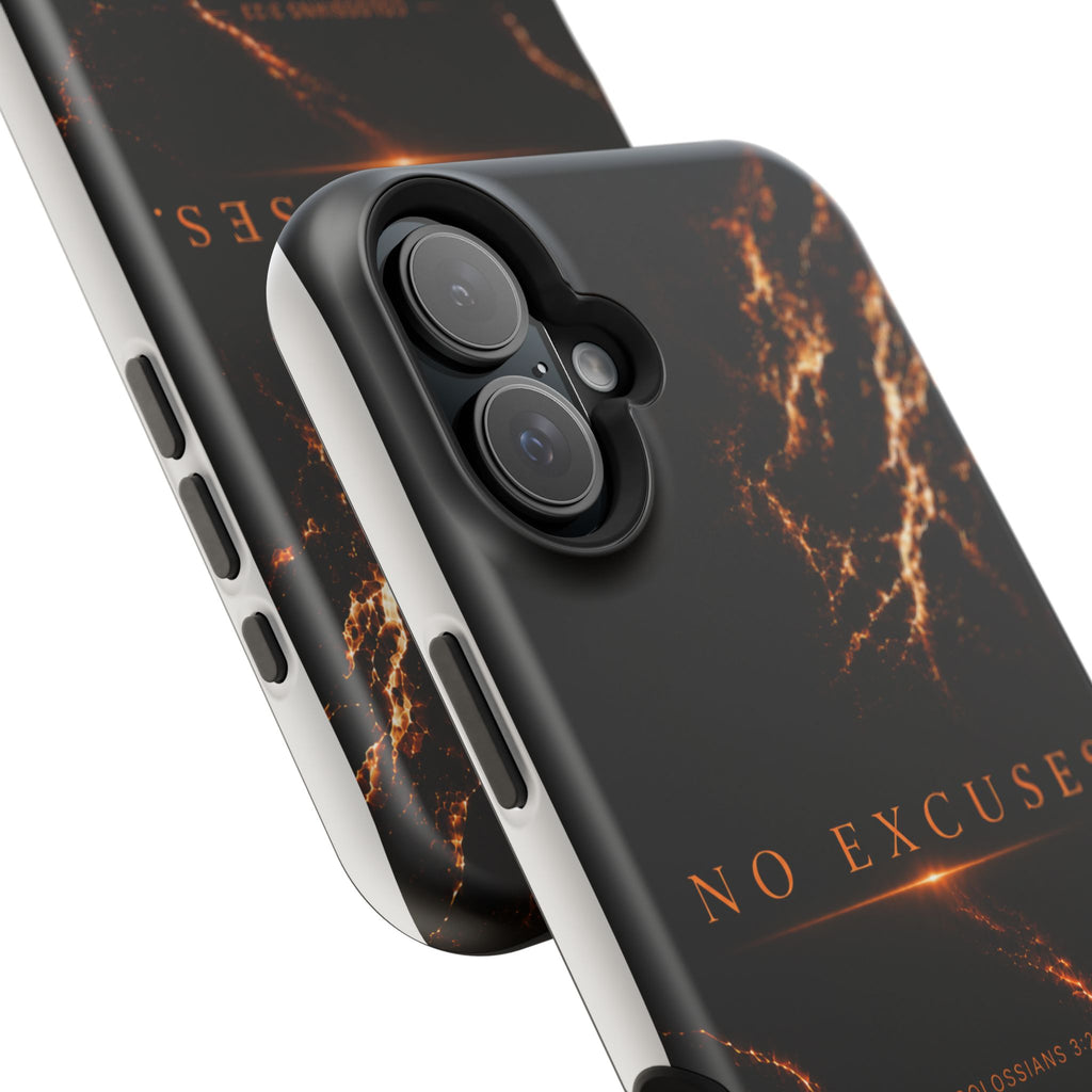 Phone Case for iPhone 17 / 16 / 15 / 14 Pro Max – Discipline | Black Marble Orange | MagSafe Compatible