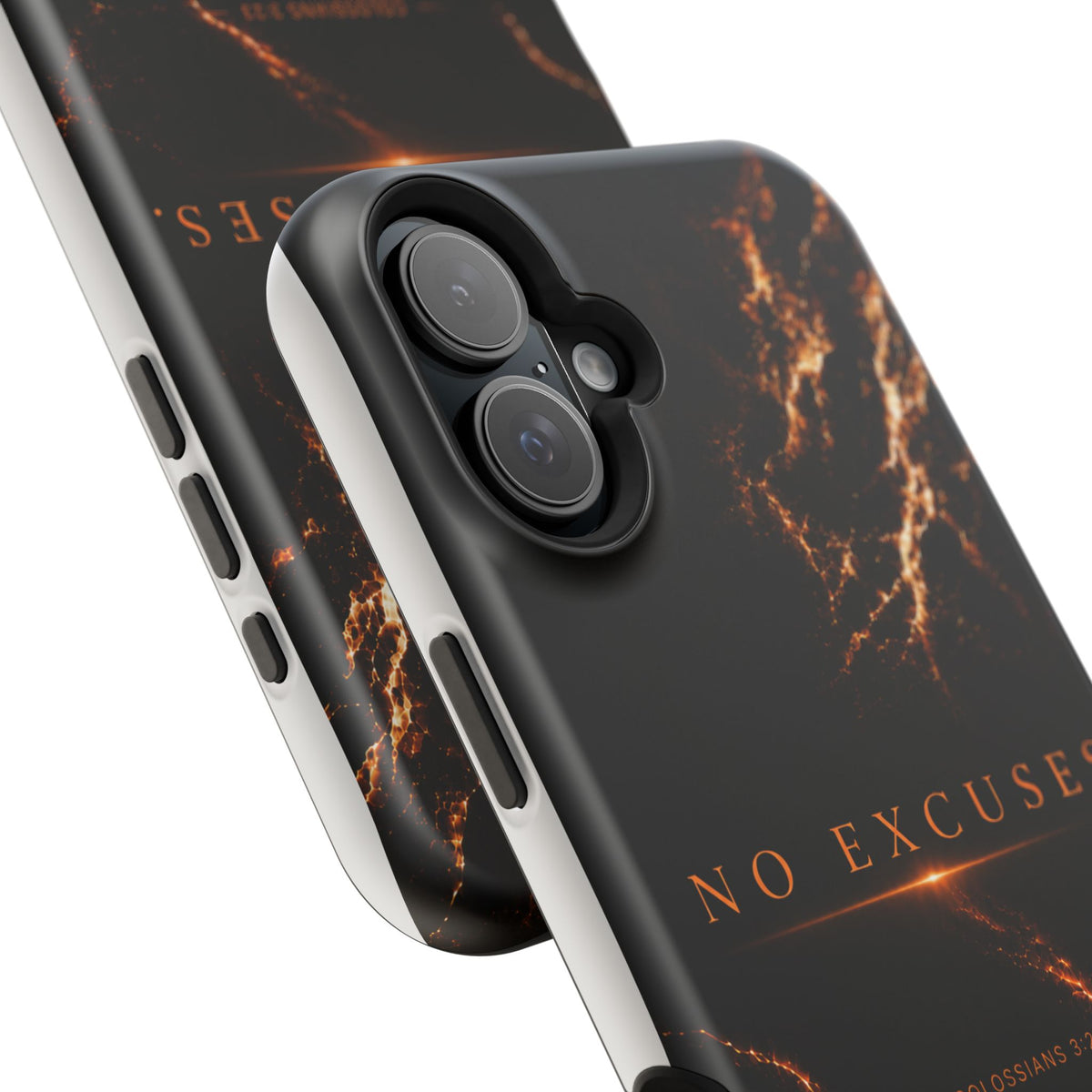 Phone Case for iPhone 17 / 16 / 15 / 14 Pro Max – Discipline | Black Marble Orange | MagSafe Compatible