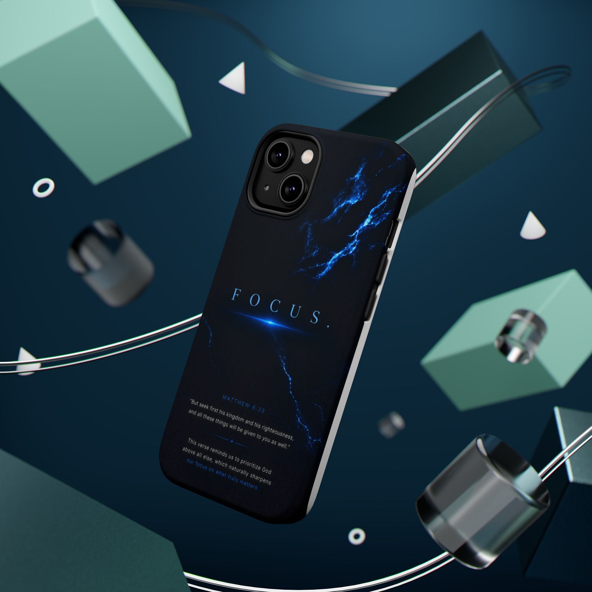 Phone Case for iPhone 17 / 16 / 15 / 14 Pro Max – Discipline | Black Marble Deep Blue | MagSafe Compatible