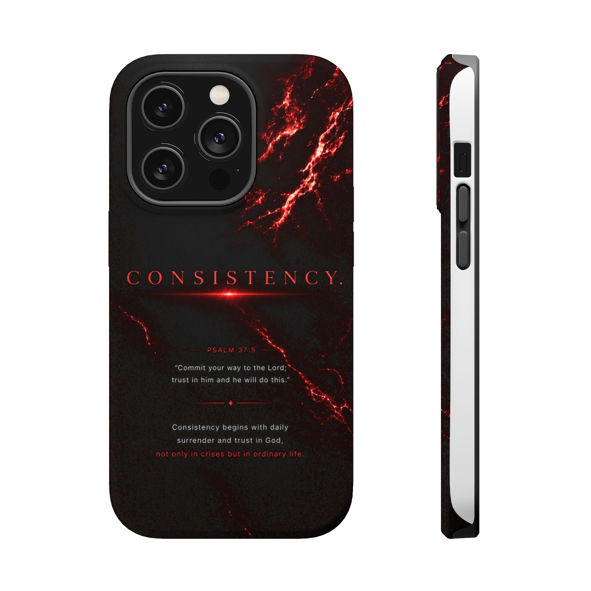 Phone Case for iPhone 17 / 16 / 15 / 14 Pro Max – Discipline | Black Marble Dark Red | MagSafe Compatible