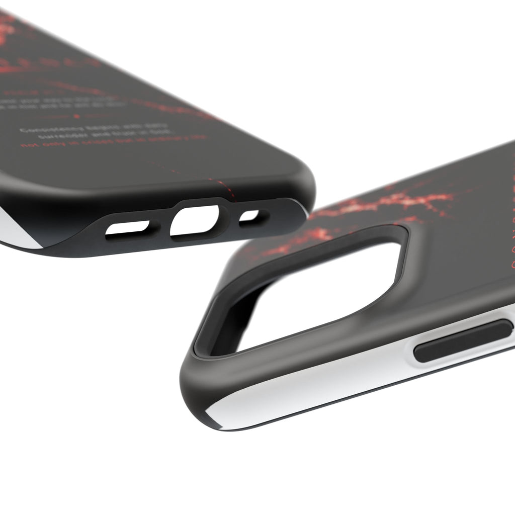 Phone Case for iPhone 17 / 16 / 15 / 14 Pro Max – Discipline | Black Marble Dark Red | MagSafe Compatible