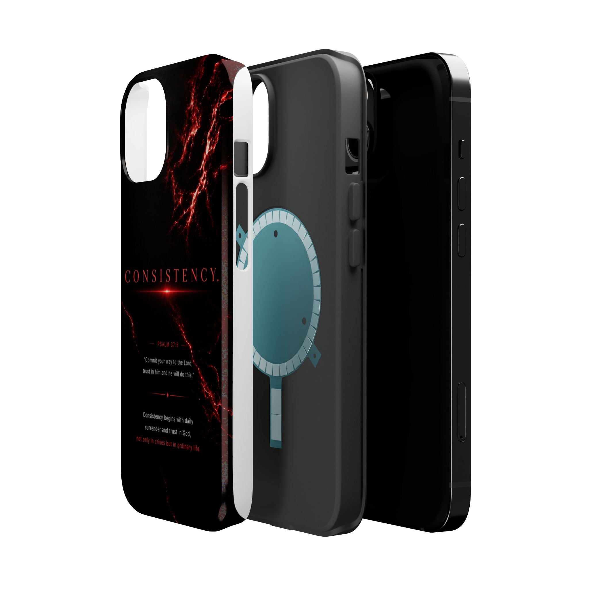 Phone Case for iPhone 17 / 16 / 15 / 14 Pro Max – Discipline | Black Marble Dark Red | MagSafe Compatible