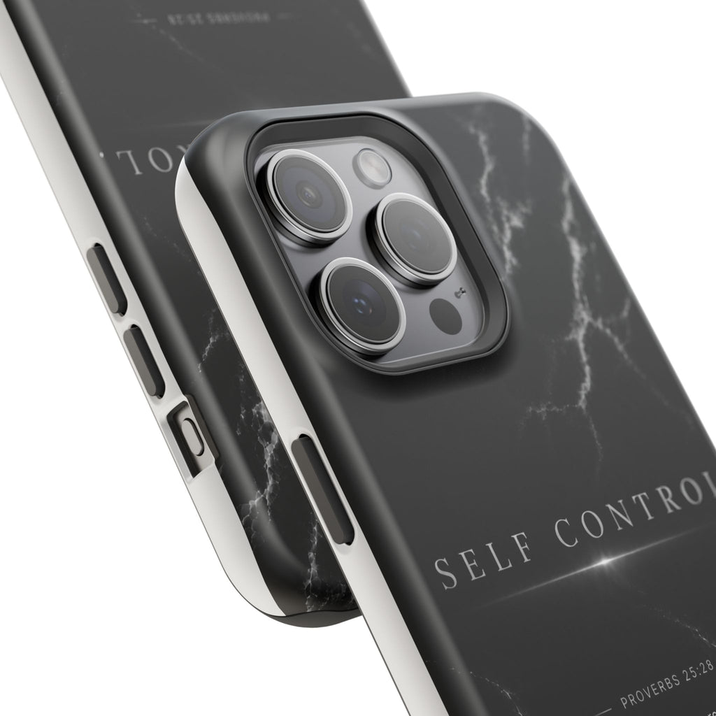 Phone Case for iPhone 17 / 16 / 15 / 14 Pro Max – Discipline | Black Marble Monochrome | MagSafe Compatible