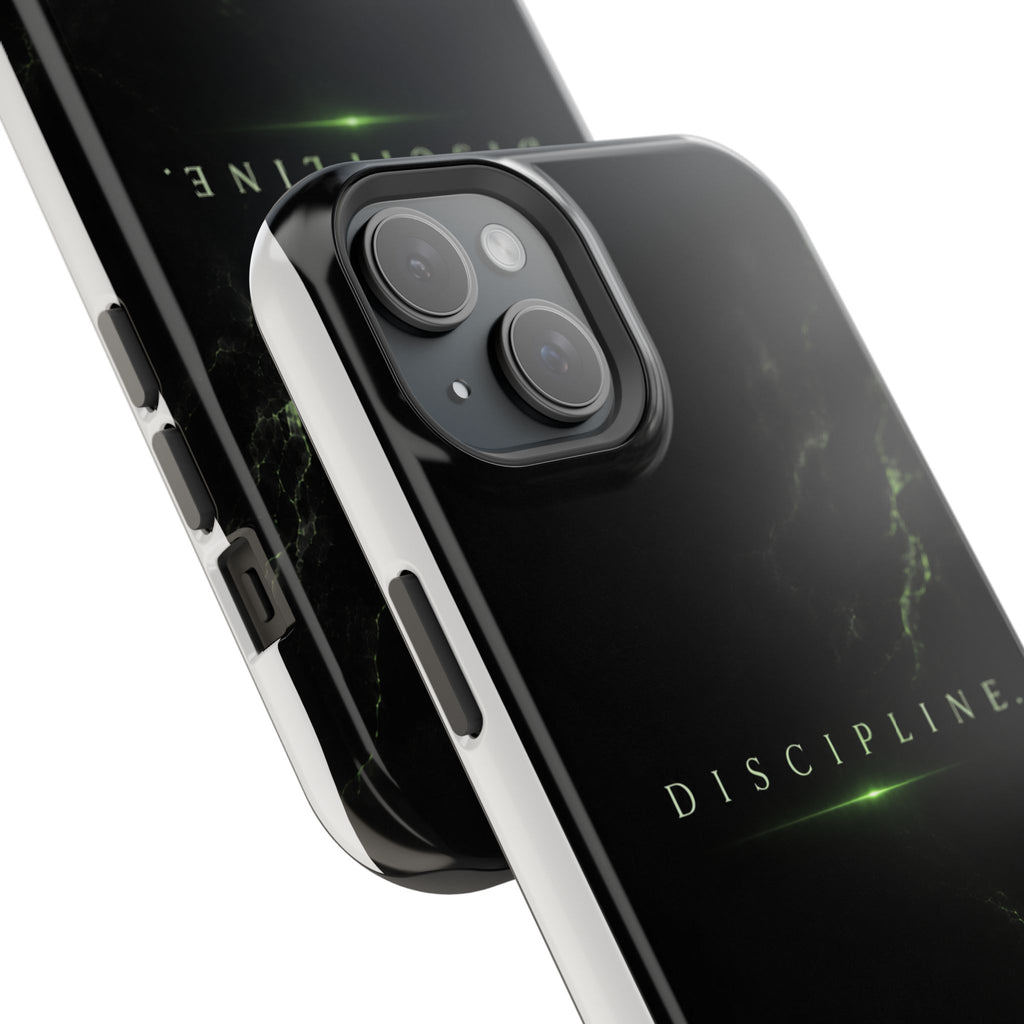 Phone Case for iPhone 17 / 16 / 15 / 14 Pro Max – Discipline | Black Marble Emerald Green | MagSafe Compatible