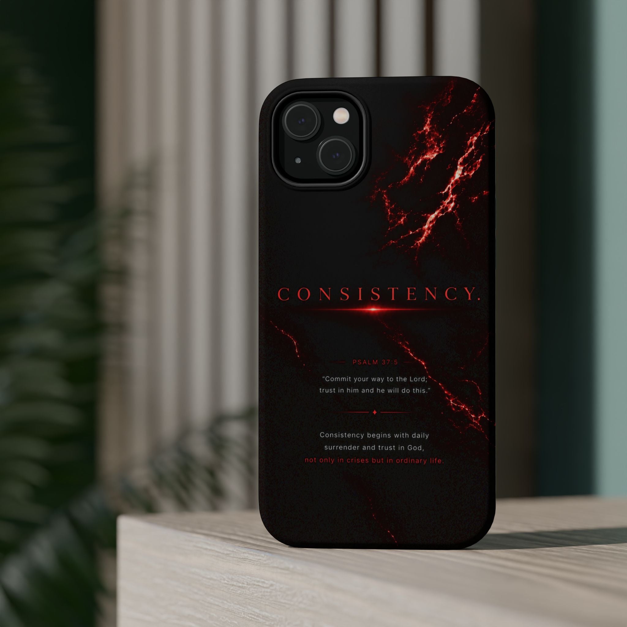 Phone Case for iPhone 17 / 16 / 15 / 14 Pro Max – Discipline | Black Marble Dark Red | MagSafe Compatible
