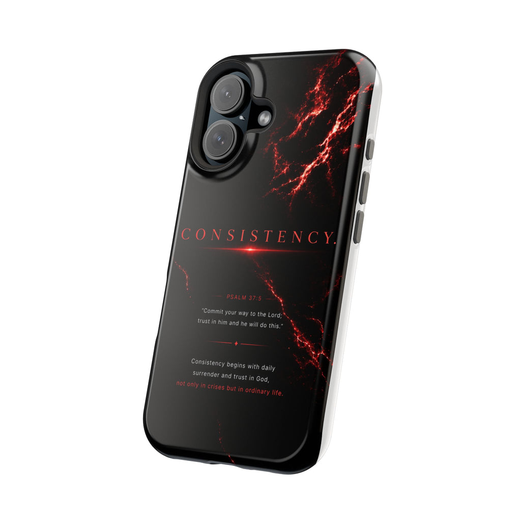 Phone Case for iPhone 17 / 16 / 15 / 14 Pro Max – Discipline | Black Marble Dark Red | MagSafe Compatible