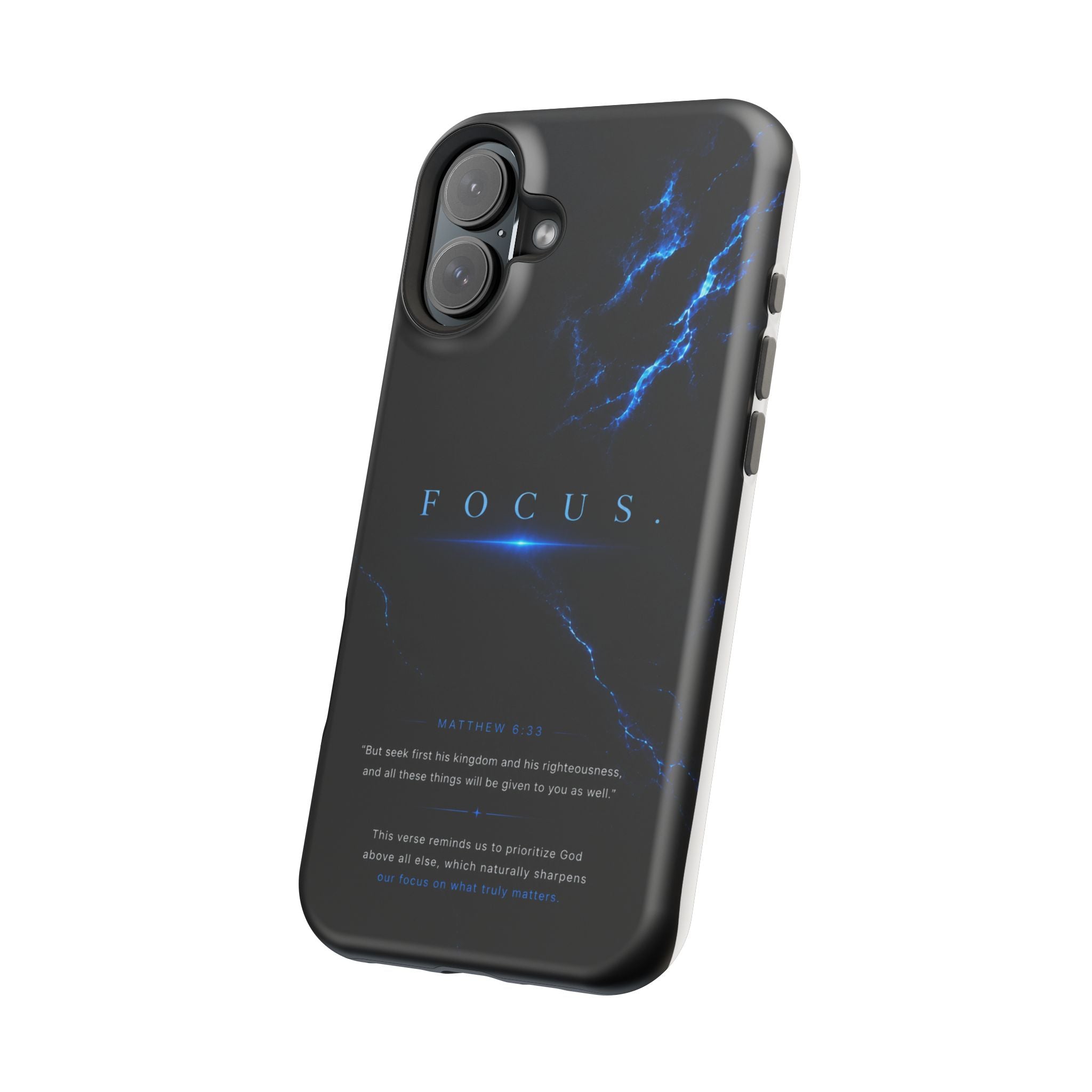 Phone Case for iPhone 17 / 16 / 15 / 14 Pro Max – Discipline | Black Marble Deep Blue | MagSafe Compatible