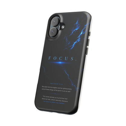 Phone Case for iPhone 17 / 16 / 15 / 14 Pro Max – Discipline | Black Marble Deep Blue | MagSafe Compatible