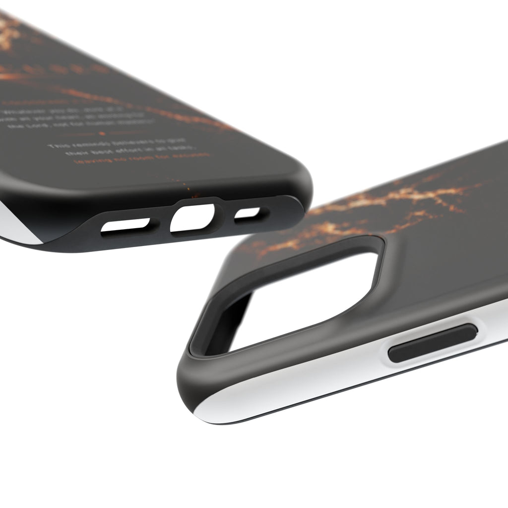 Phone Case for iPhone 17 / 16 / 15 / 14 Pro Max – Discipline | Black Marble Orange | MagSafe Compatible