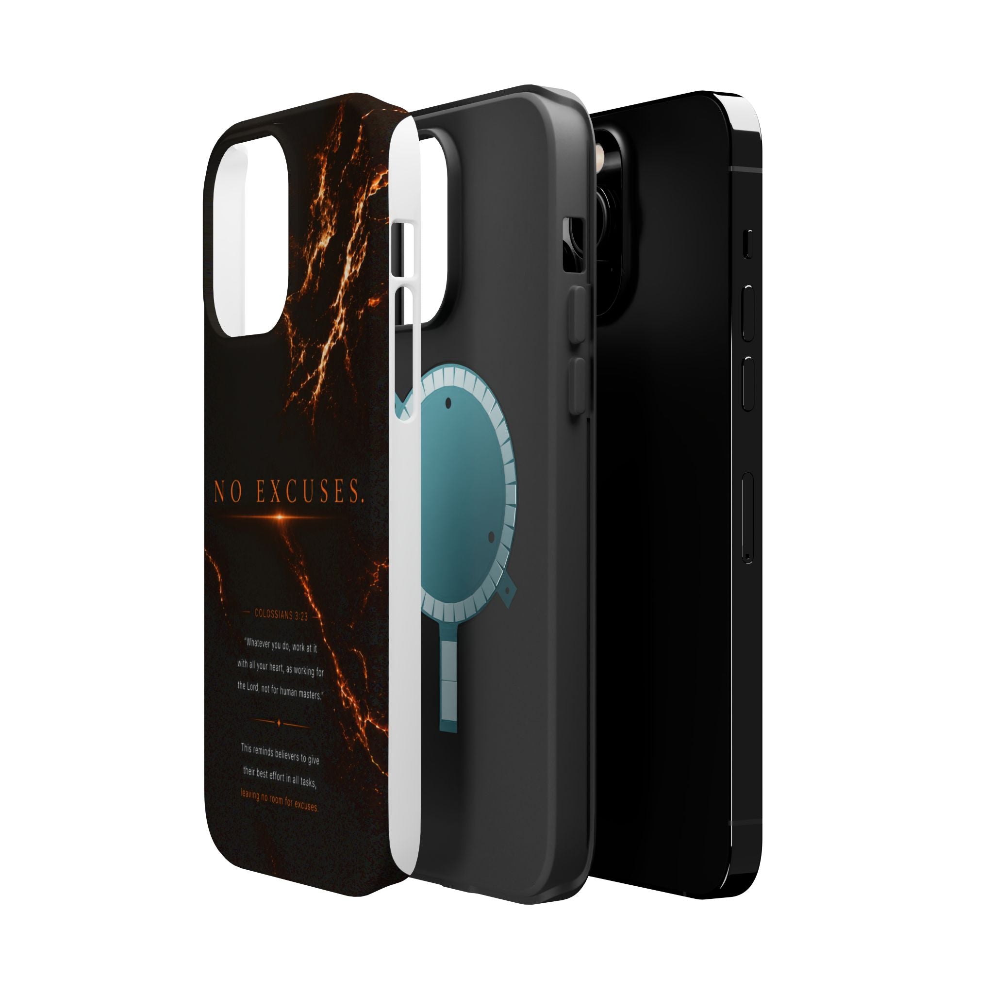 Phone Case for iPhone 17 / 16 / 15 / 14 Pro Max – Discipline | Black Marble Orange | MagSafe Compatible
