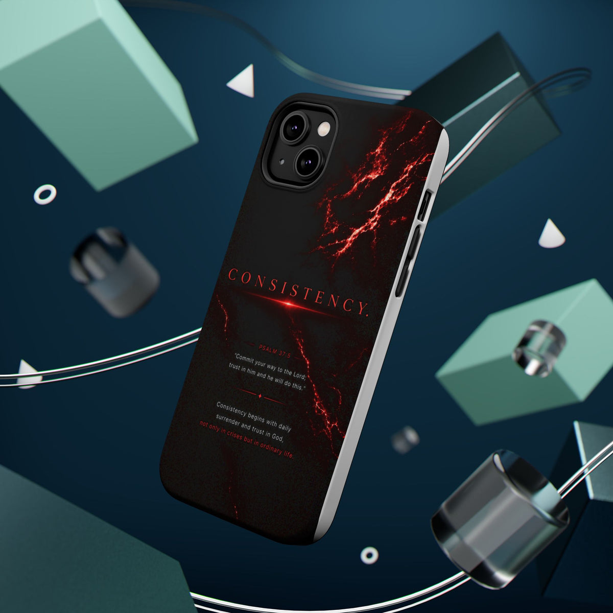 Phone Case for iPhone 17 / 16 / 15 / 14 Pro Max – Discipline | Black Marble Dark Red | MagSafe Compatible