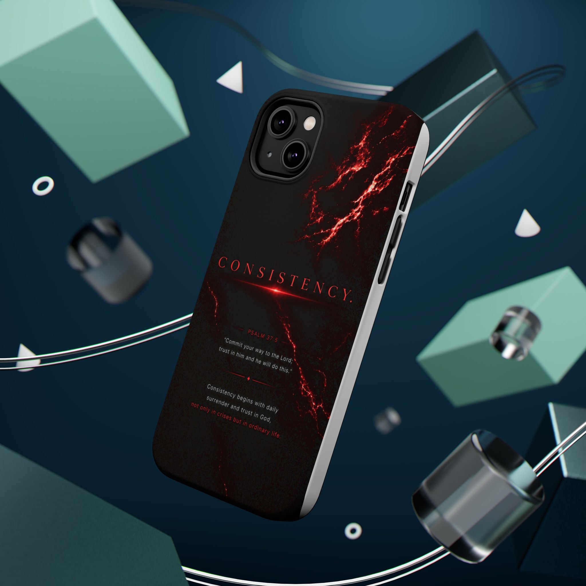Phone Case for iPhone 17 / 16 / 15 / 14 Pro Max – Discipline | Black Marble Dark Red | MagSafe Compatible