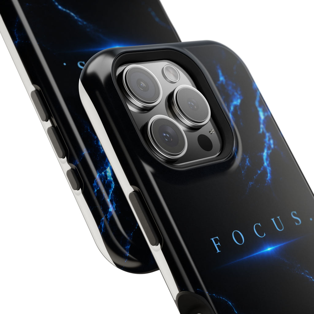 Phone Case for iPhone 17 / 16 / 15 / 14 Pro Max – Discipline | Black Marble Deep Blue | MagSafe Compatible