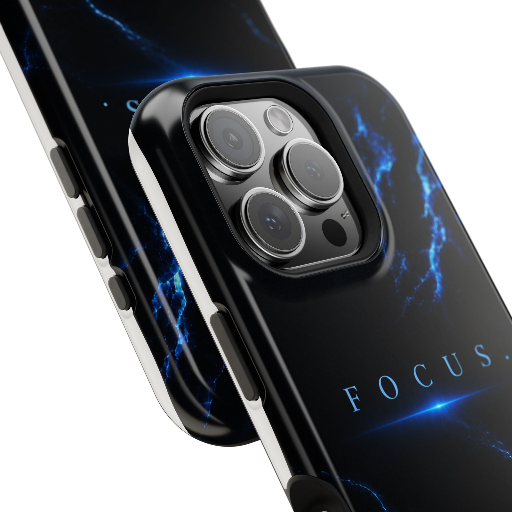 Phone Case for iPhone 17 / 16 / 15 / 14 Pro Max – Discipline | Black Marble Deep Blue | MagSafe Compatible