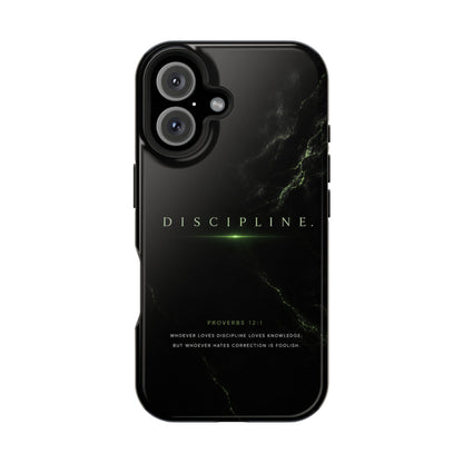 Phone Case for iPhone 17 / 16 / 15 / 14 Pro Max – Discipline | Black Marble Emerald Green | MagSafe Compatible