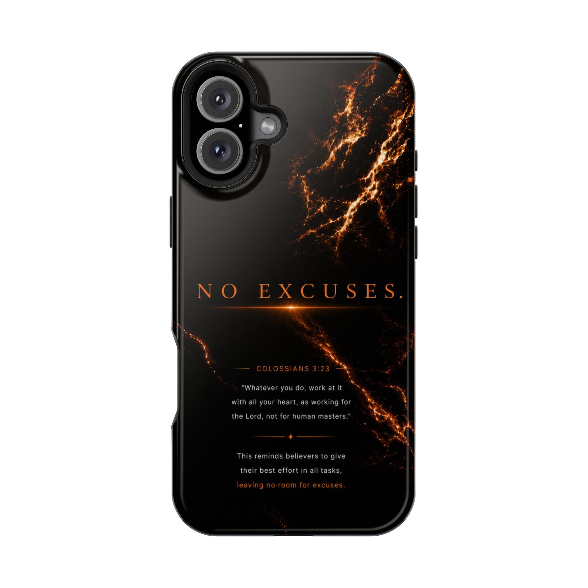 Phone Case for iPhone 17 / 16 / 15 / 14 Pro Max – Discipline | Black Marble Orange | MagSafe Compatible