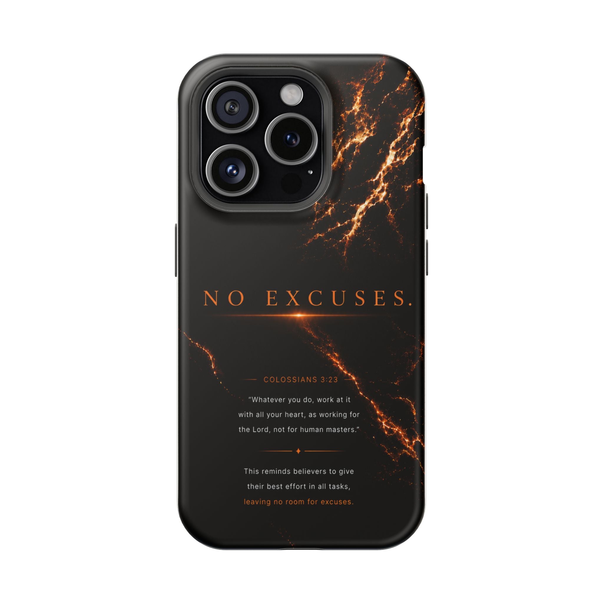 Phone Case for iPhone 17 / 16 / 15 / 14 Pro Max – Discipline | Black Marble Orange | MagSafe Compatible