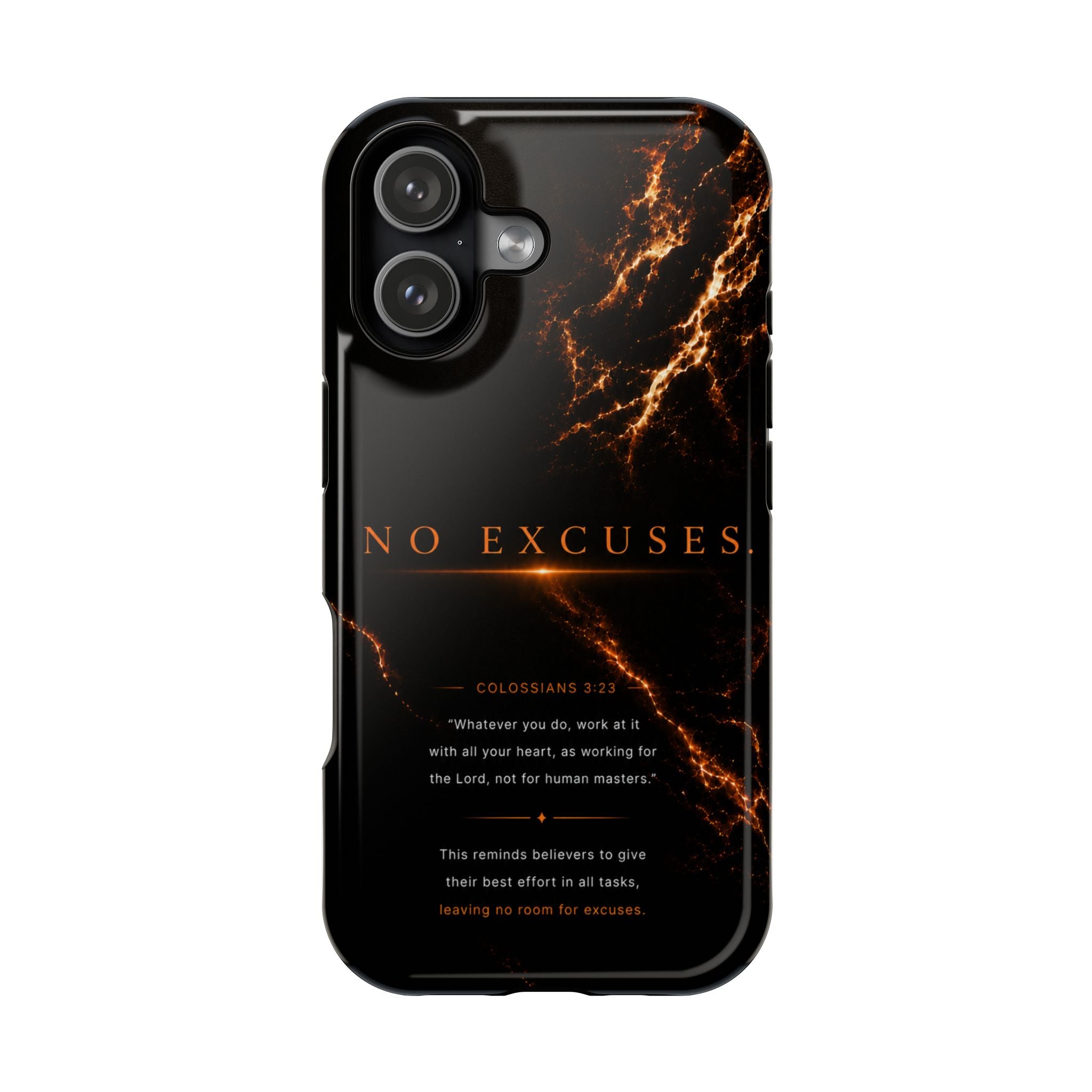 Phone Case for iPhone 17 / 16 / 15 / 14 Pro Max – Discipline | Black Marble Orange | MagSafe Compatible