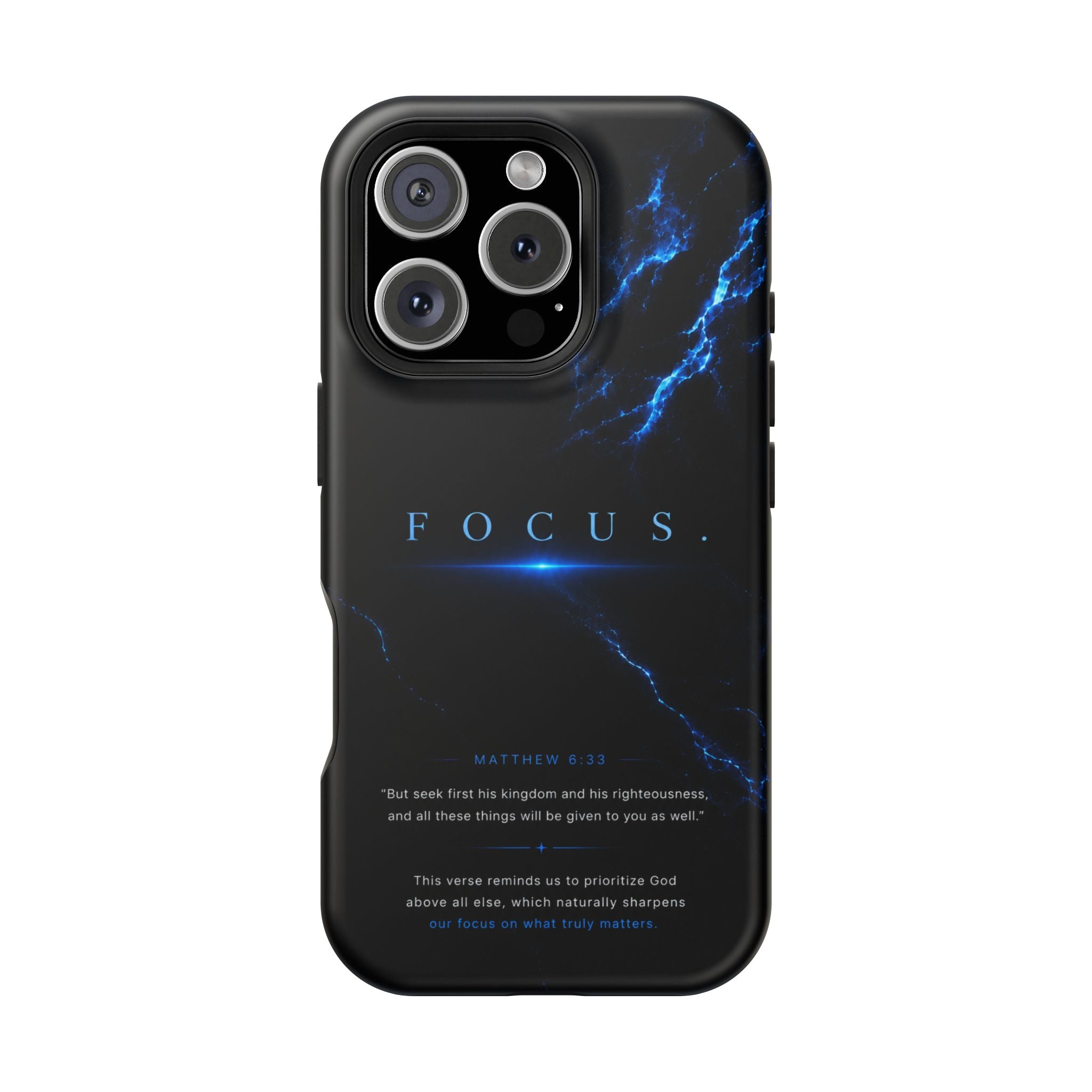 Phone Case for iPhone 17 / 16 / 15 / 14 Pro Max – Discipline | Black Marble Deep Blue | MagSafe Compatible