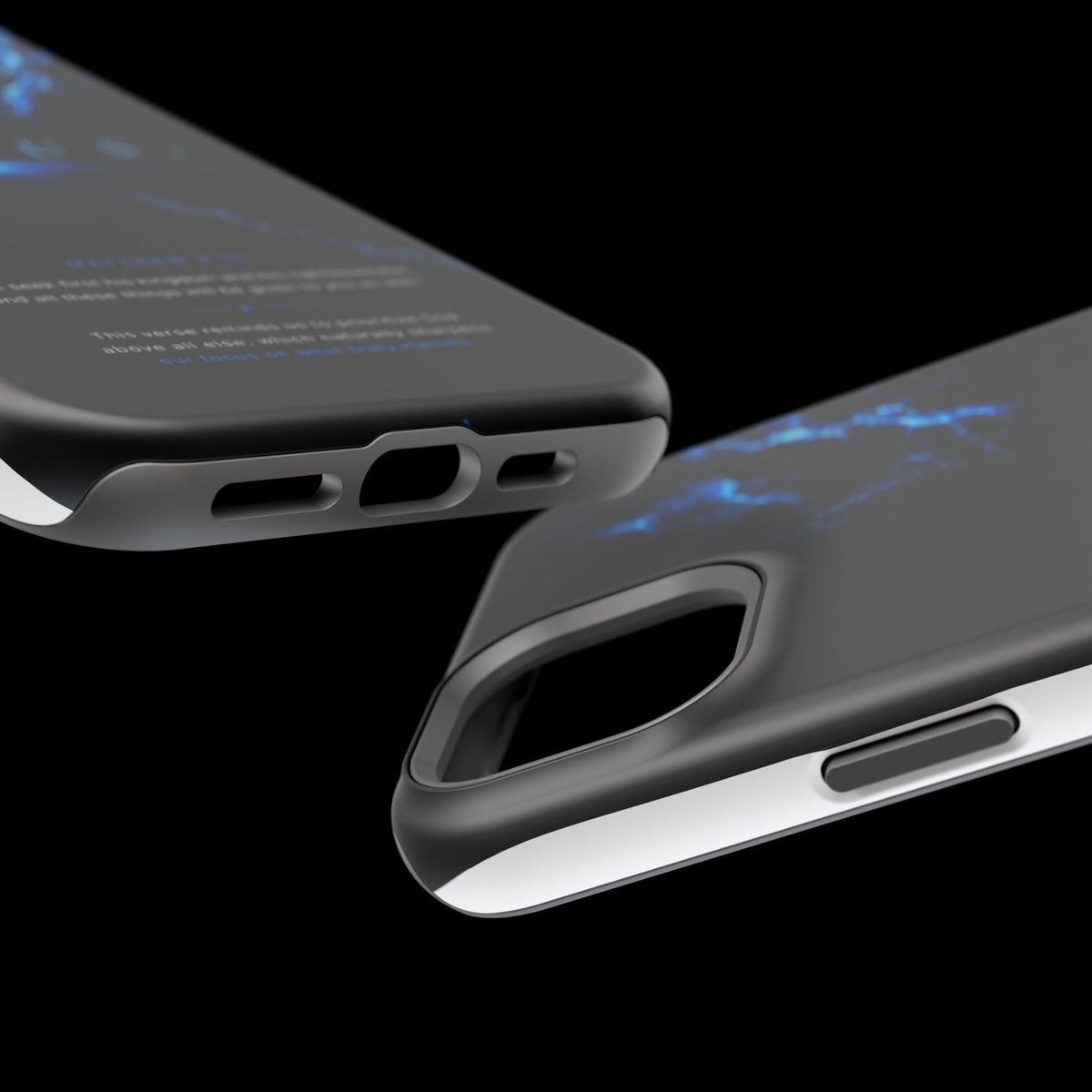 Phone Case for iPhone 17 / 16 / 15 / 14 Pro Max – Discipline | Black Marble Deep Blue | MagSafe Compatible