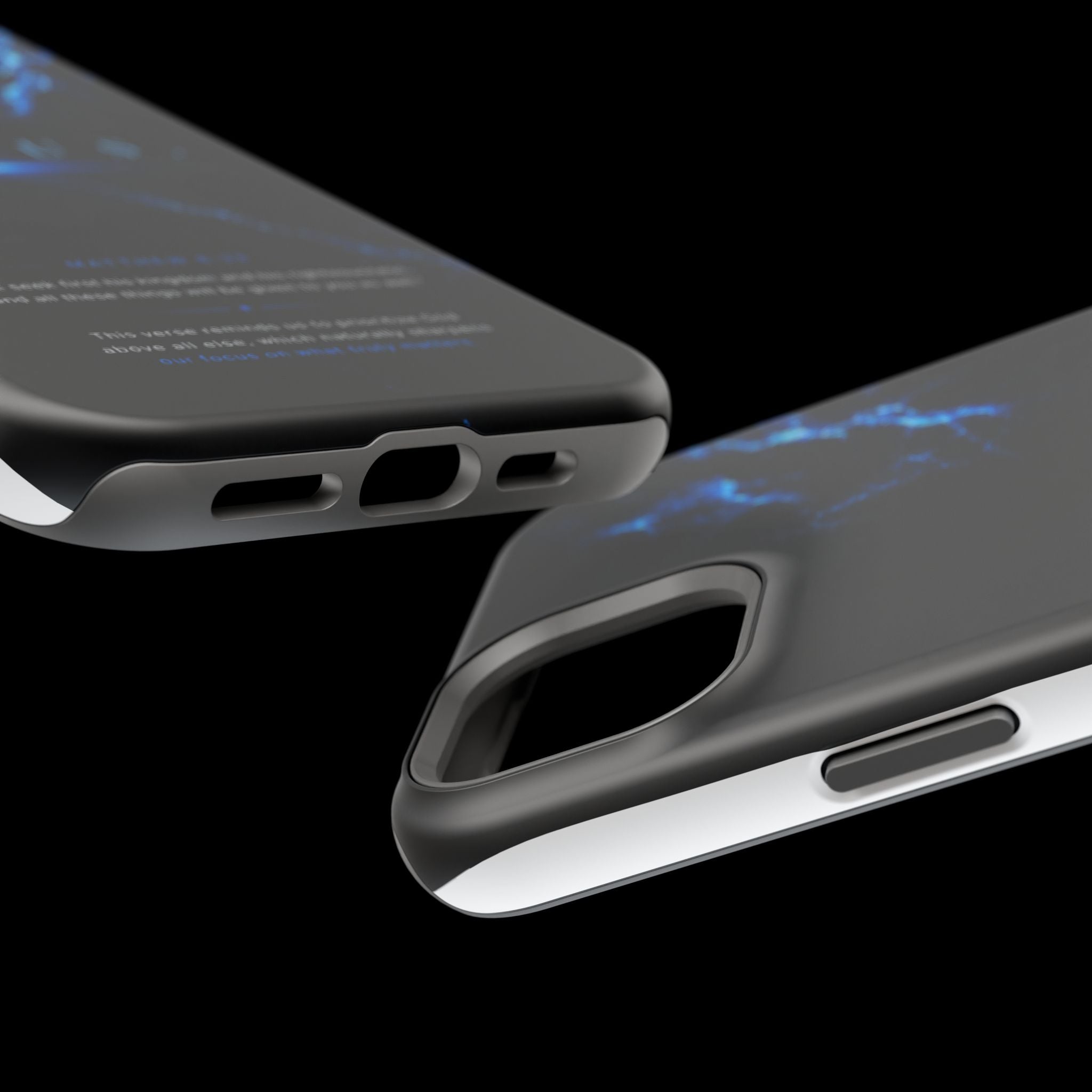 Phone Case for iPhone 17 / 16 / 15 / 14 Pro Max – Discipline | Black Marble Deep Blue | MagSafe Compatible