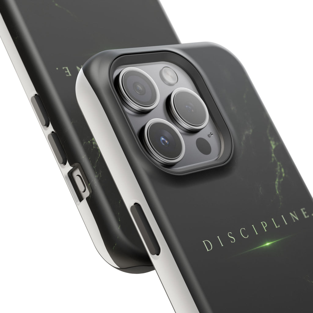 Phone Case for iPhone 17 / 16 / 15 / 14 Pro Max – Discipline | Black Marble Emerald Green | MagSafe Compatible