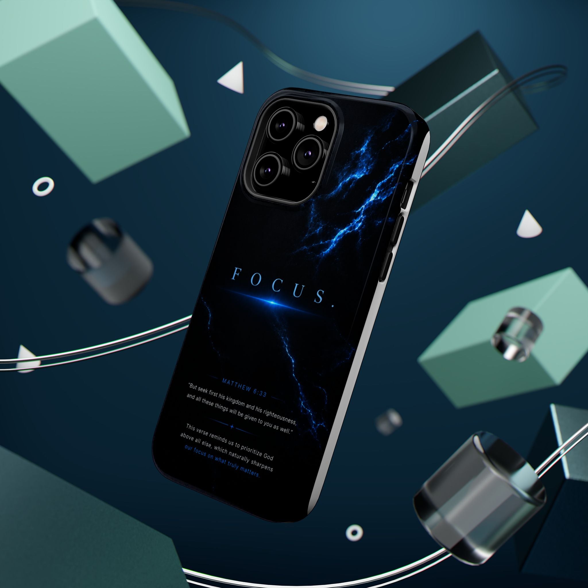 Phone Case for iPhone 17 / 16 / 15 / 14 Pro Max – Discipline | Black Marble Deep Blue | MagSafe Compatible