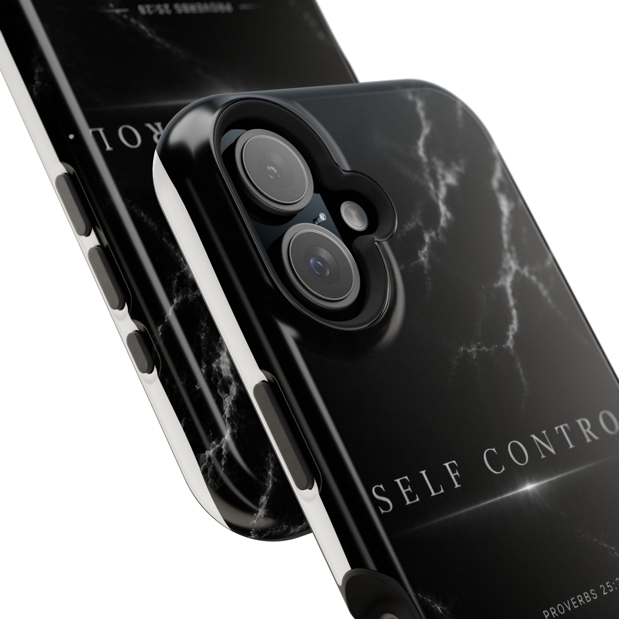 Phone Case for iPhone 17 / 16 / 15 / 14 Pro Max – Discipline | Black Marble Monochrome | MagSafe Compatible
