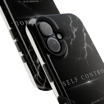 Phone Case for iPhone 17 / 16 / 15 / 14 Pro Max – Discipline | Black Marble Monochrome | MagSafe Compatible