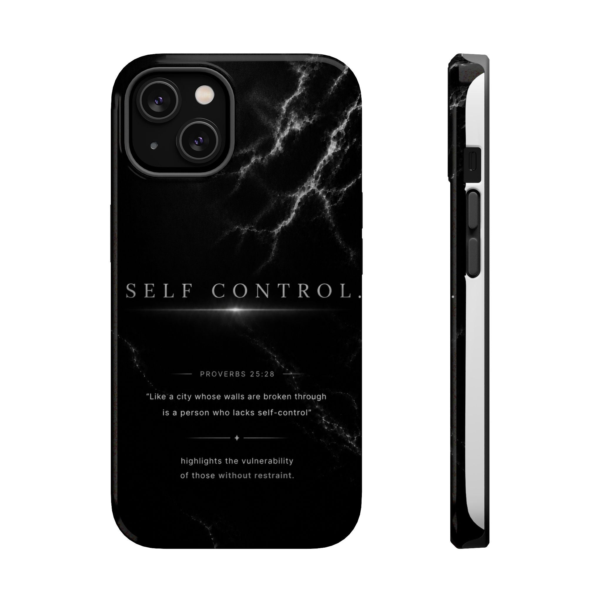 Phone Case for iPhone 17 / 16 / 15 / 14 Pro Max – Discipline | Black Marble Monochrome | MagSafe Compatible