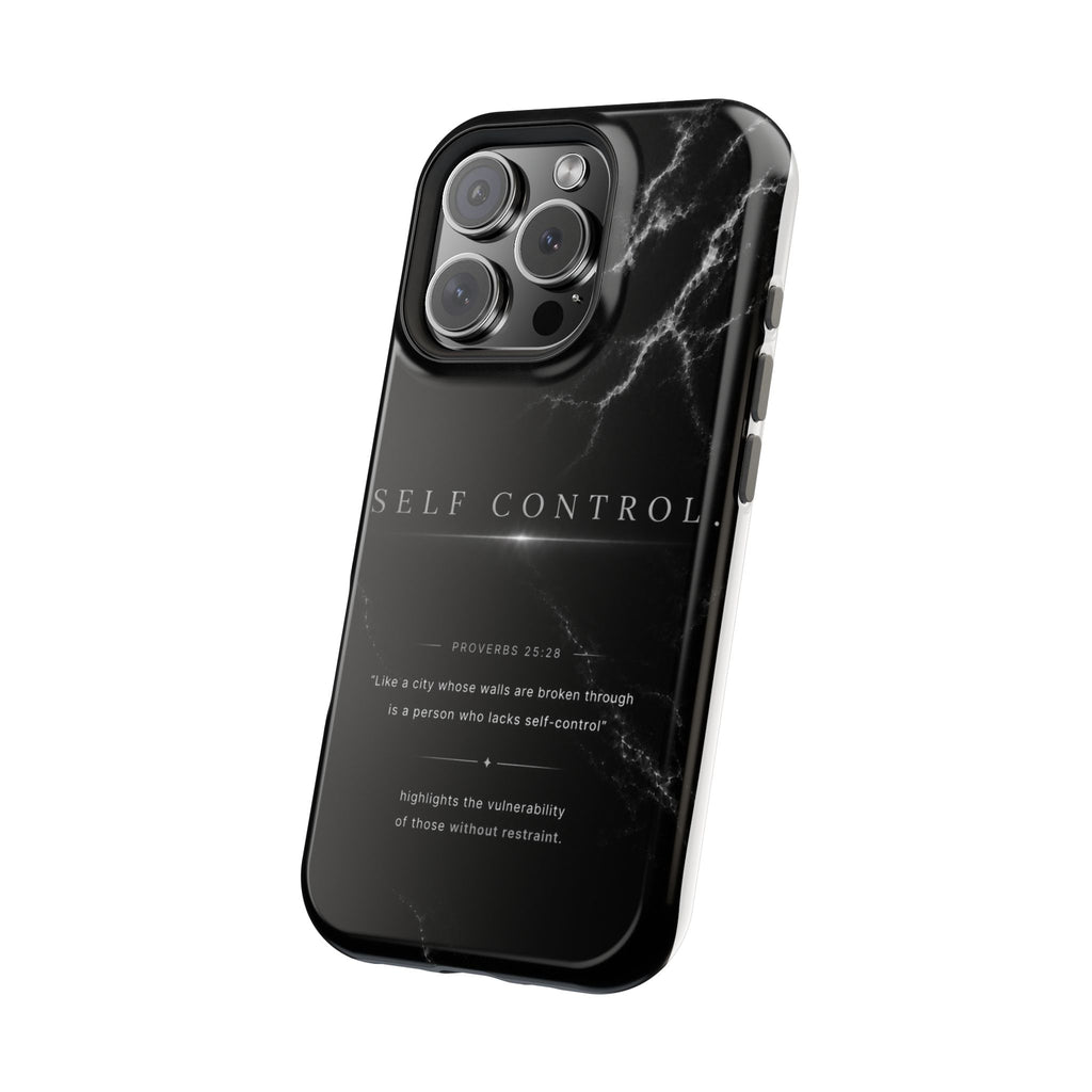 Phone Case for iPhone 17 / 16 / 15 / 14 Pro Max – Discipline | Black Marble Monochrome | MagSafe Compatible