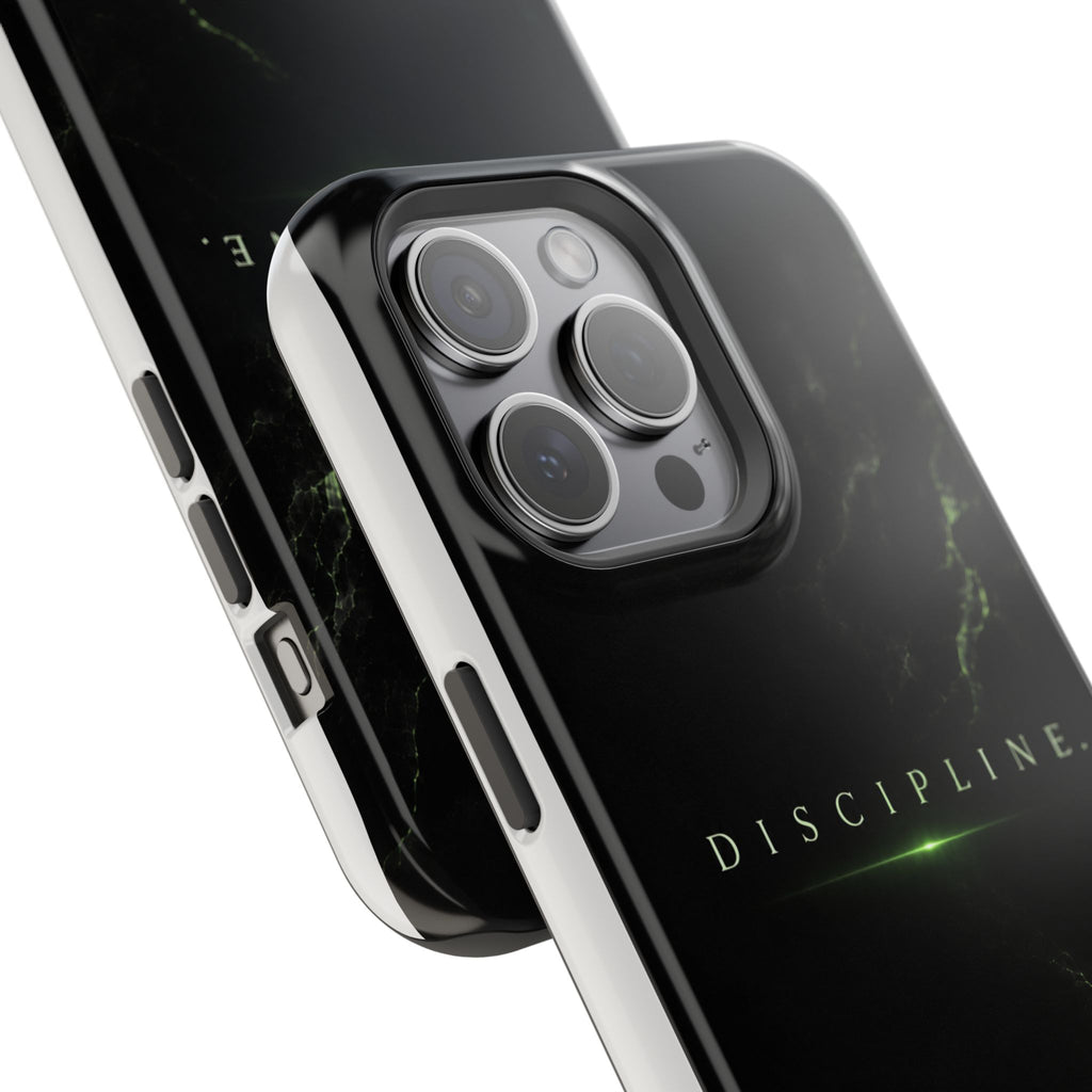 Phone Case for iPhone 17 / 16 / 15 / 14 Pro Max – Discipline | Black Marble Emerald Green | MagSafe Compatible