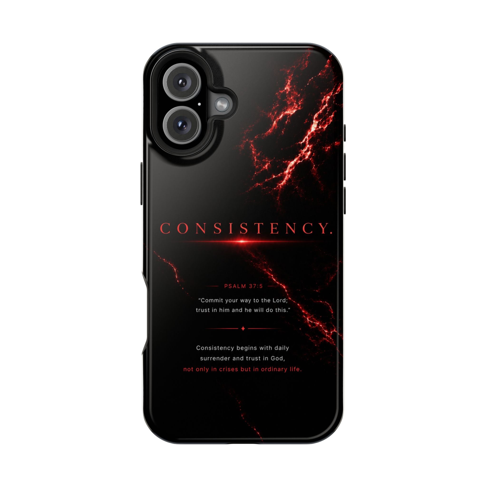 Phone Case for iPhone 17 / 16 / 15 / 14 Pro Max – Discipline | Black Marble Dark Red | MagSafe Compatible