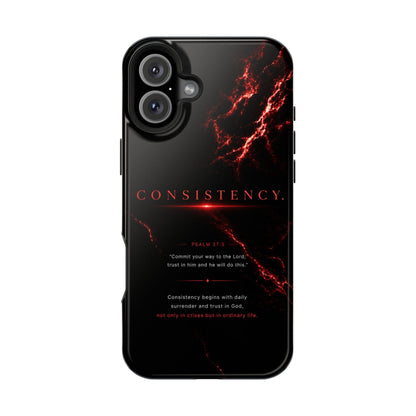 Phone Case for iPhone 17 / 16 / 15 / 14 Pro Max – Discipline | Black Marble Dark Red | MagSafe Compatible