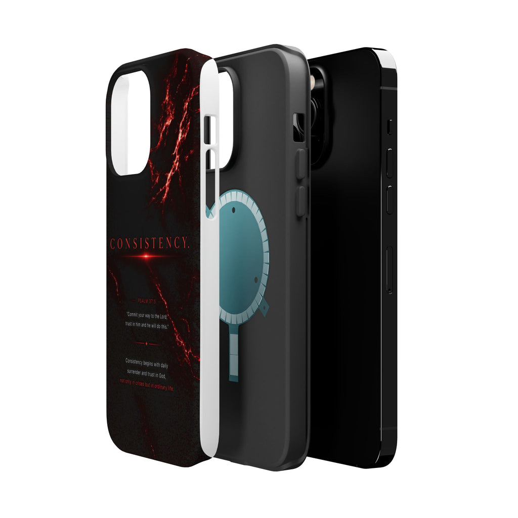 Phone Case for iPhone 17 / 16 / 15 / 14 Pro Max – Discipline | Black Marble Dark Red | MagSafe Compatible