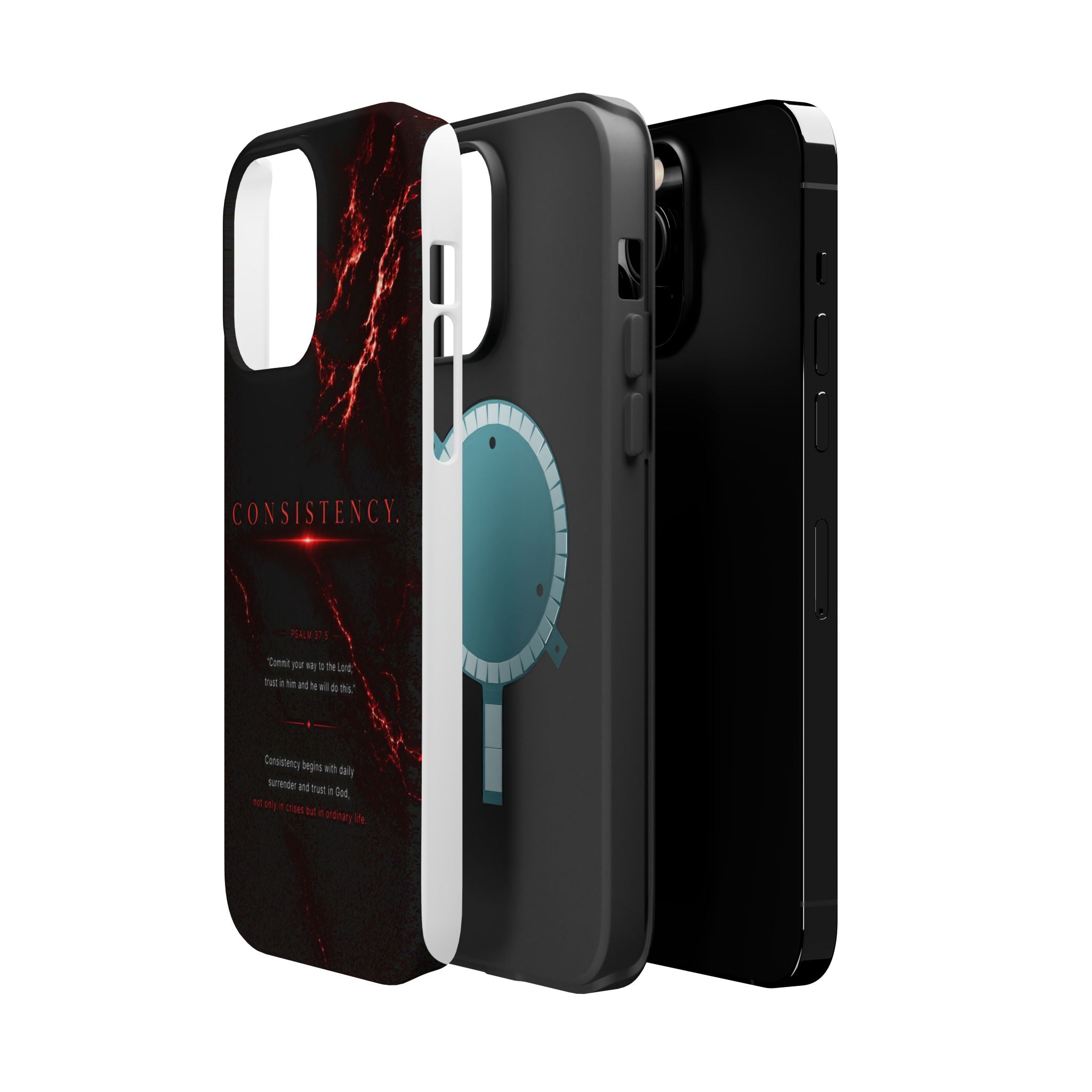 Phone Case for iPhone 17 / 16 / 15 / 14 Pro Max – Discipline | Black Marble Dark Red | MagSafe Compatible