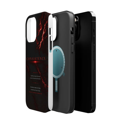 Phone Case for iPhone 17 / 16 / 15 / 14 Pro Max – Discipline | Black Marble Dark Red | MagSafe Compatible