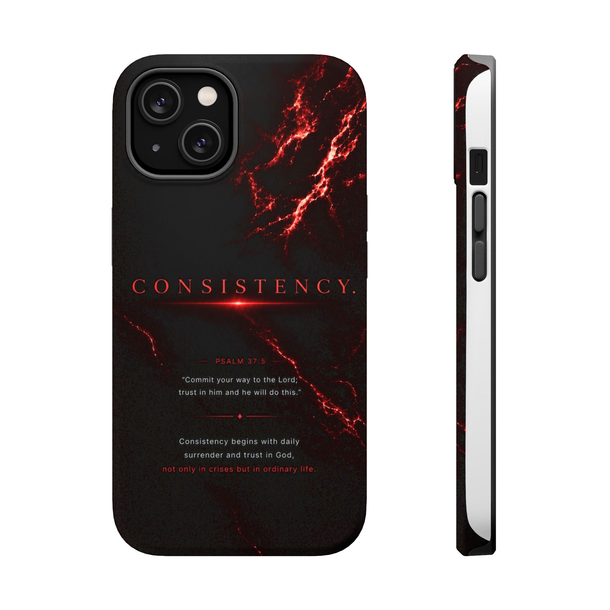 Phone Case for iPhone 17 / 16 / 15 / 14 Pro Max – Discipline | Black Marble Dark Red | MagSafe Compatible