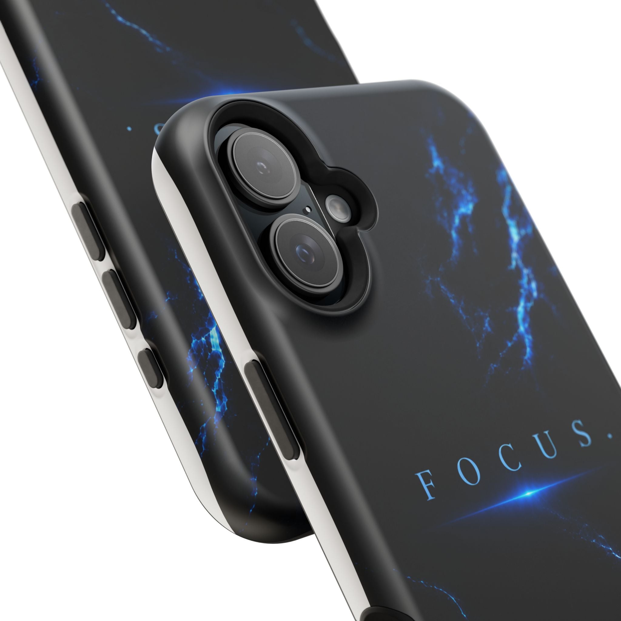 Phone Case for iPhone 17 / 16 / 15 / 14 Pro Max – Discipline | Black Marble Deep Blue | MagSafe Compatible