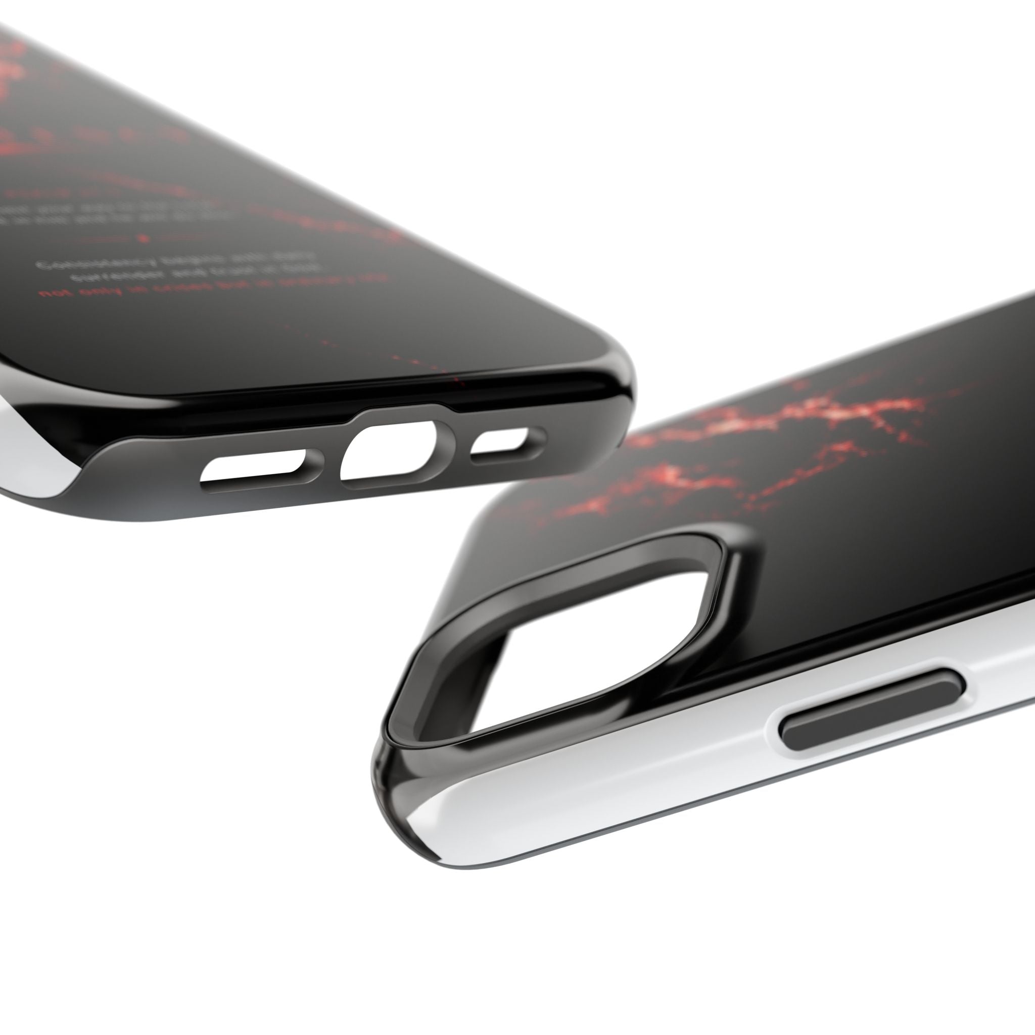 Phone Case for iPhone 17 / 16 / 15 / 14 Pro Max – Discipline | Black Marble Dark Red | MagSafe Compatible