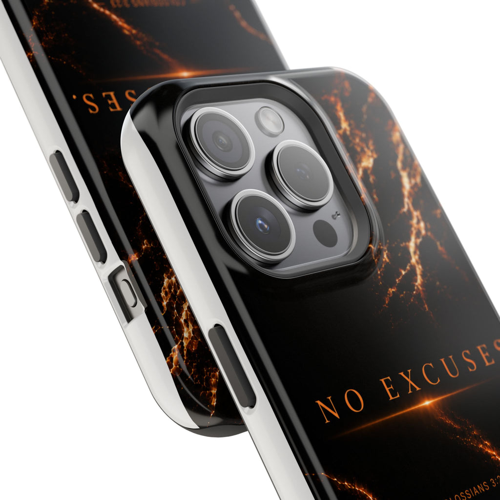 Phone Case for iPhone 17 / 16 / 15 / 14 Pro Max – Discipline | Black Marble Orange | MagSafe Compatible