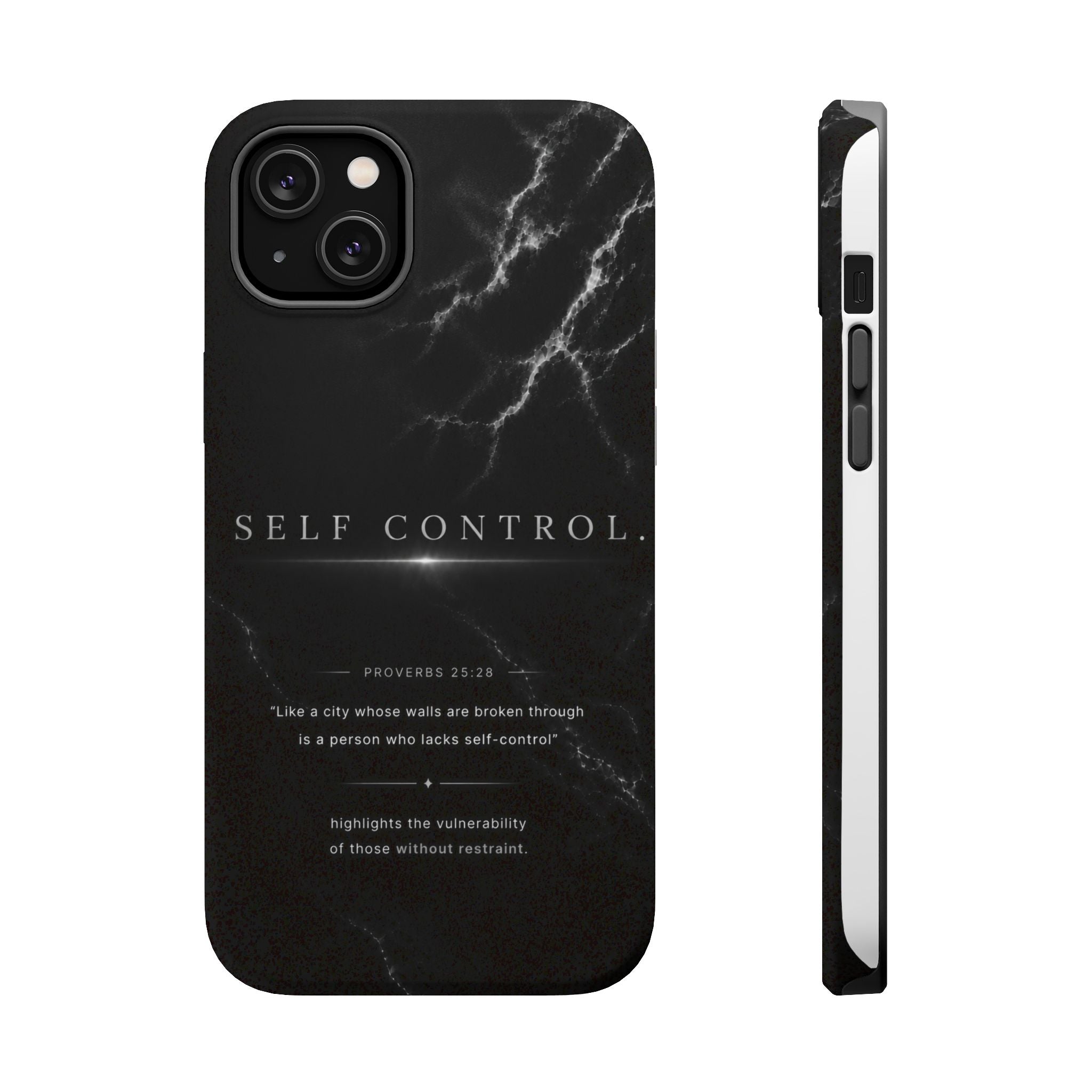 Phone Case for iPhone 17 / 16 / 15 / 14 Pro Max – Discipline | Black Marble Monochrome | MagSafe Compatible