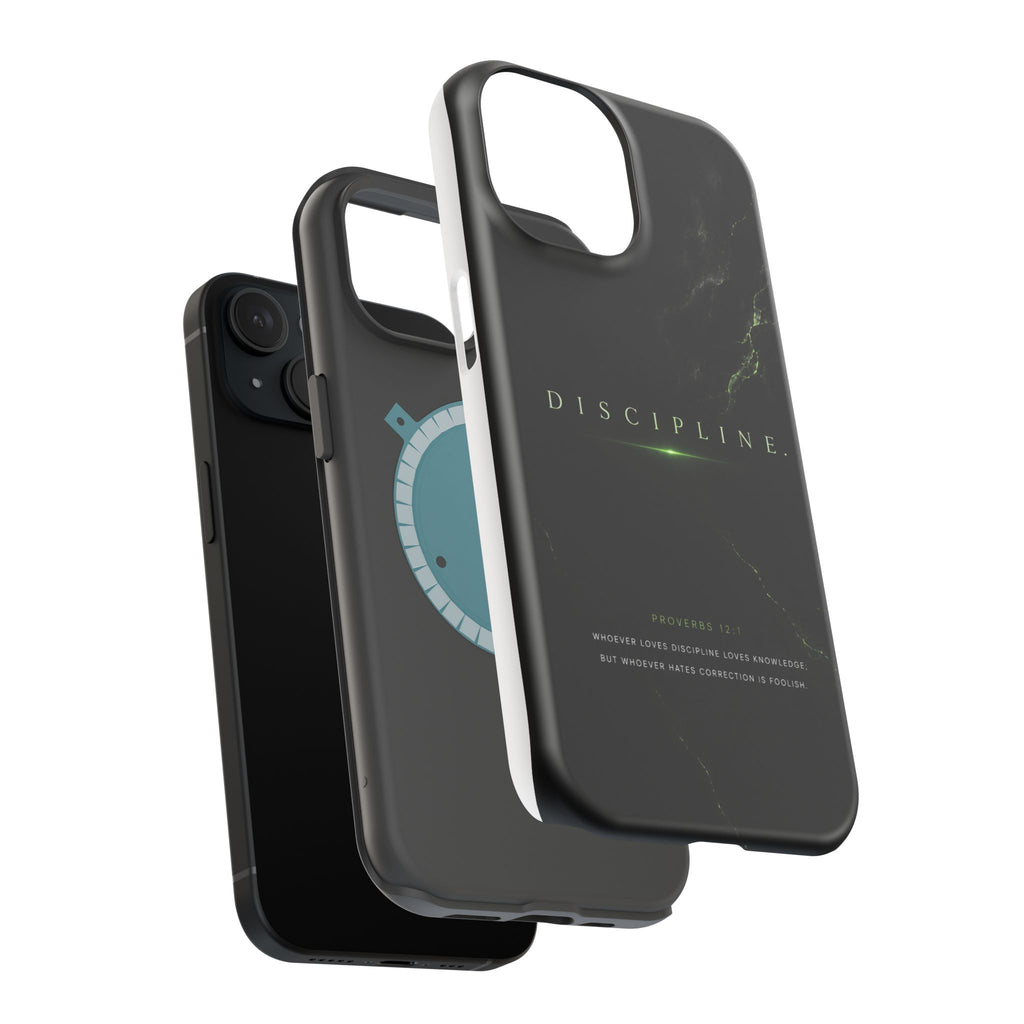 Phone Case for iPhone 17 / 16 / 15 / 14 Pro Max – Discipline | Black Marble Emerald Green | MagSafe Compatible