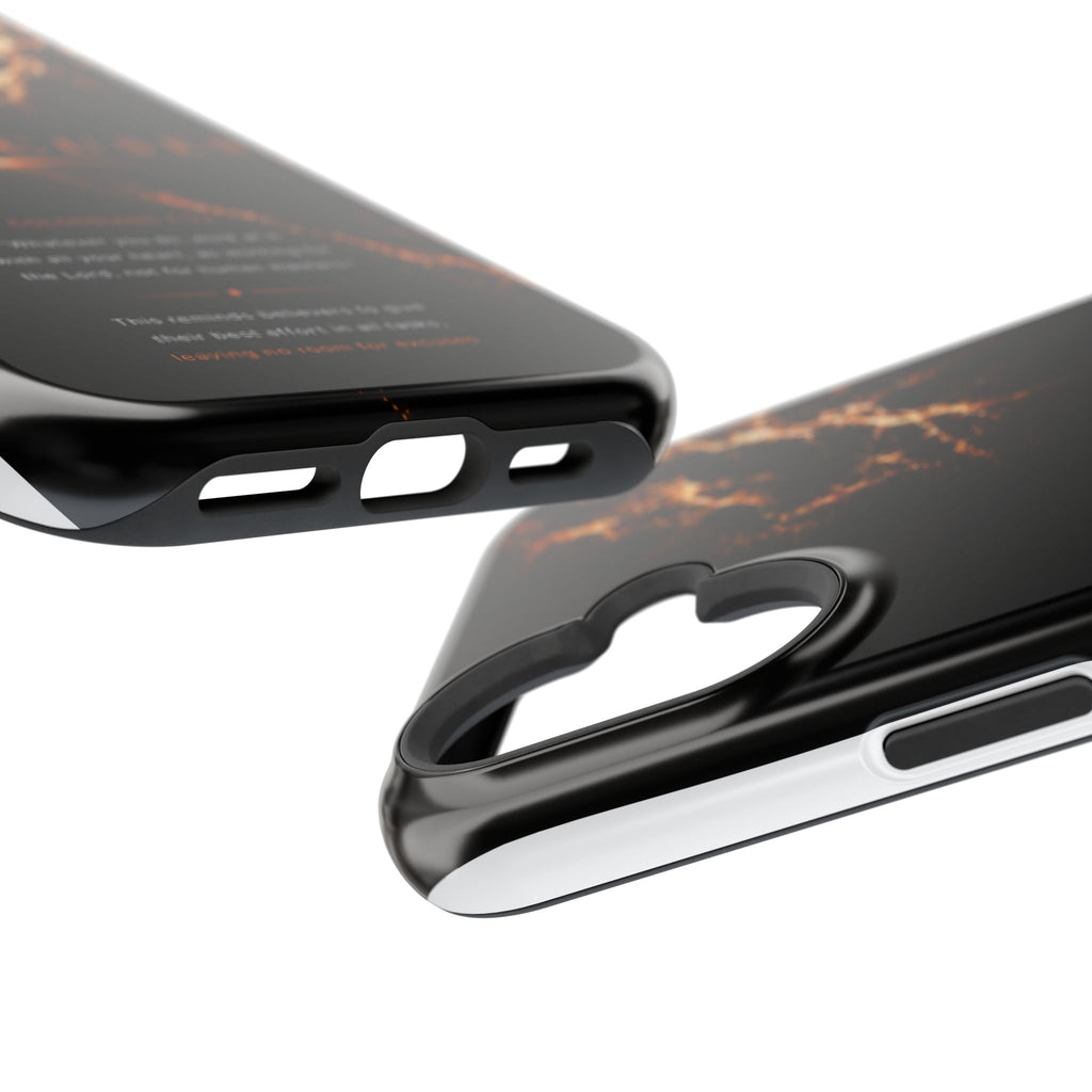 Phone Case for iPhone 17 / 16 / 15 / 14 Pro Max – Discipline | Black Marble Orange | MagSafe Compatible