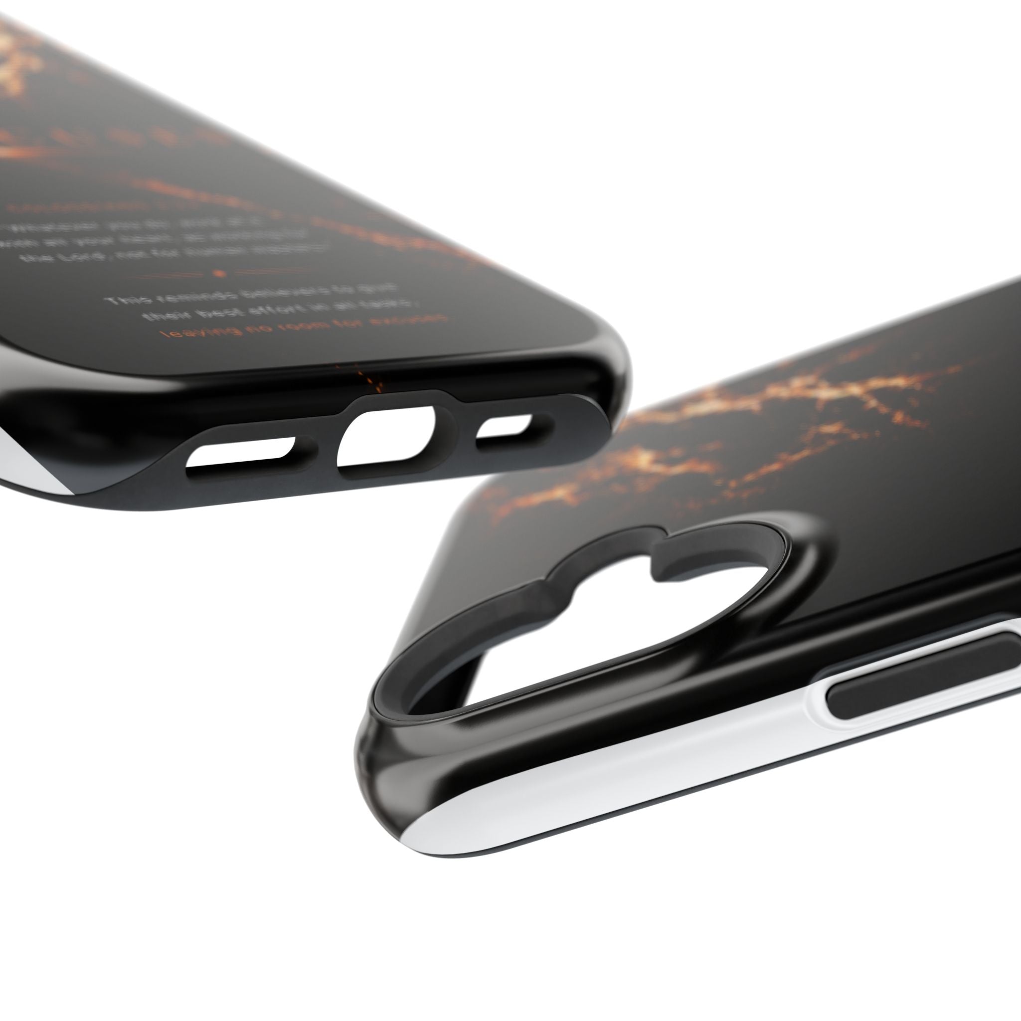 Phone Case for iPhone 17 / 16 / 15 / 14 Pro Max – Discipline | Black Marble Orange | MagSafe Compatible