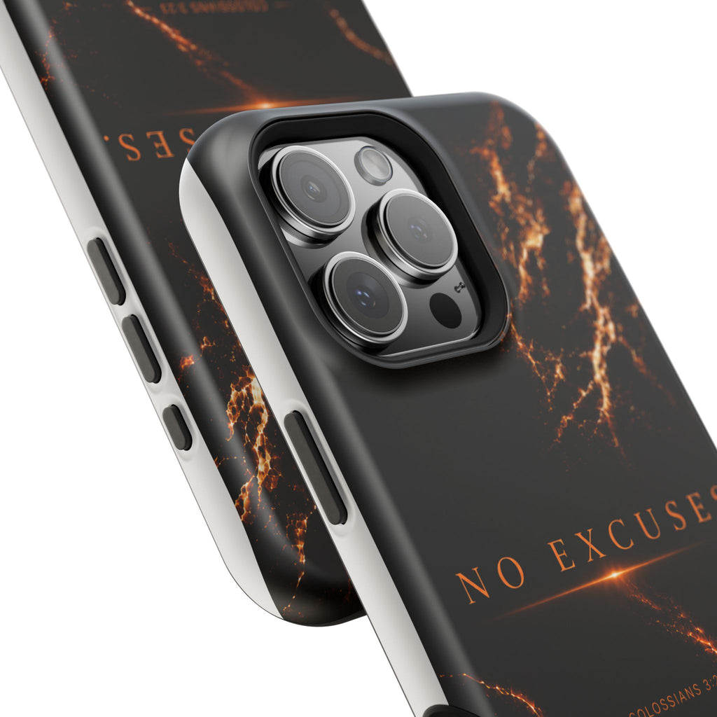 Phone Case for iPhone 17 / 16 / 15 / 14 Pro Max – Discipline | Black Marble Orange | MagSafe Compatible
