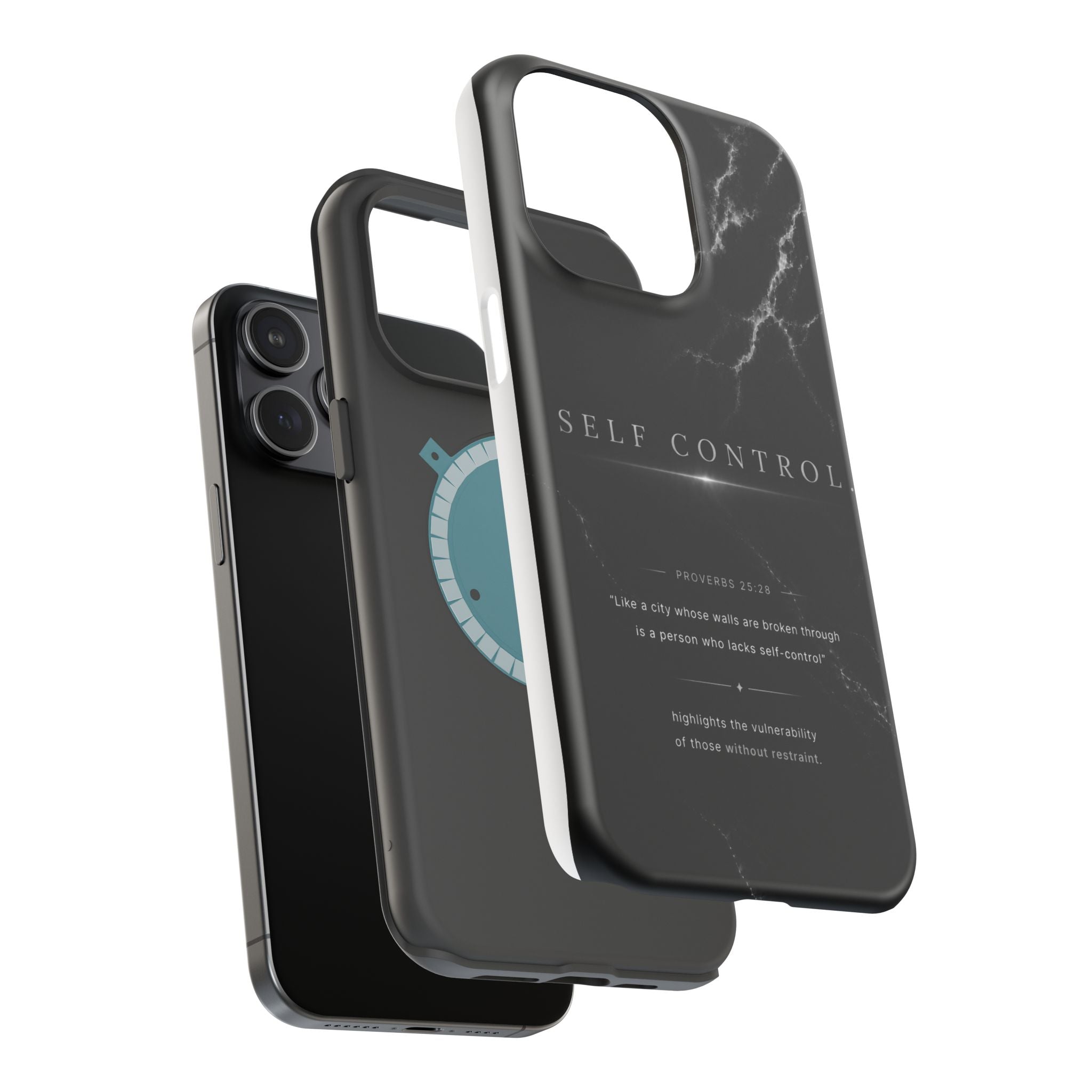 Phone Case for iPhone 17 / 16 / 15 / 14 Pro Max – Discipline | Black Marble Monochrome | MagSafe Compatible